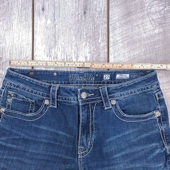 Miss Me Jeans Womens 27 Boyfriend Fit Capri Blue Denim Mid Rise JB5501P2 Pants - Picture 6 of 9